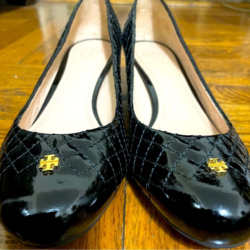 Tory Burch Patent Black and Gold